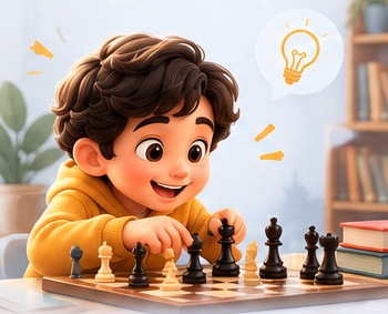 A child having a personalized 1-on-1 chess session
